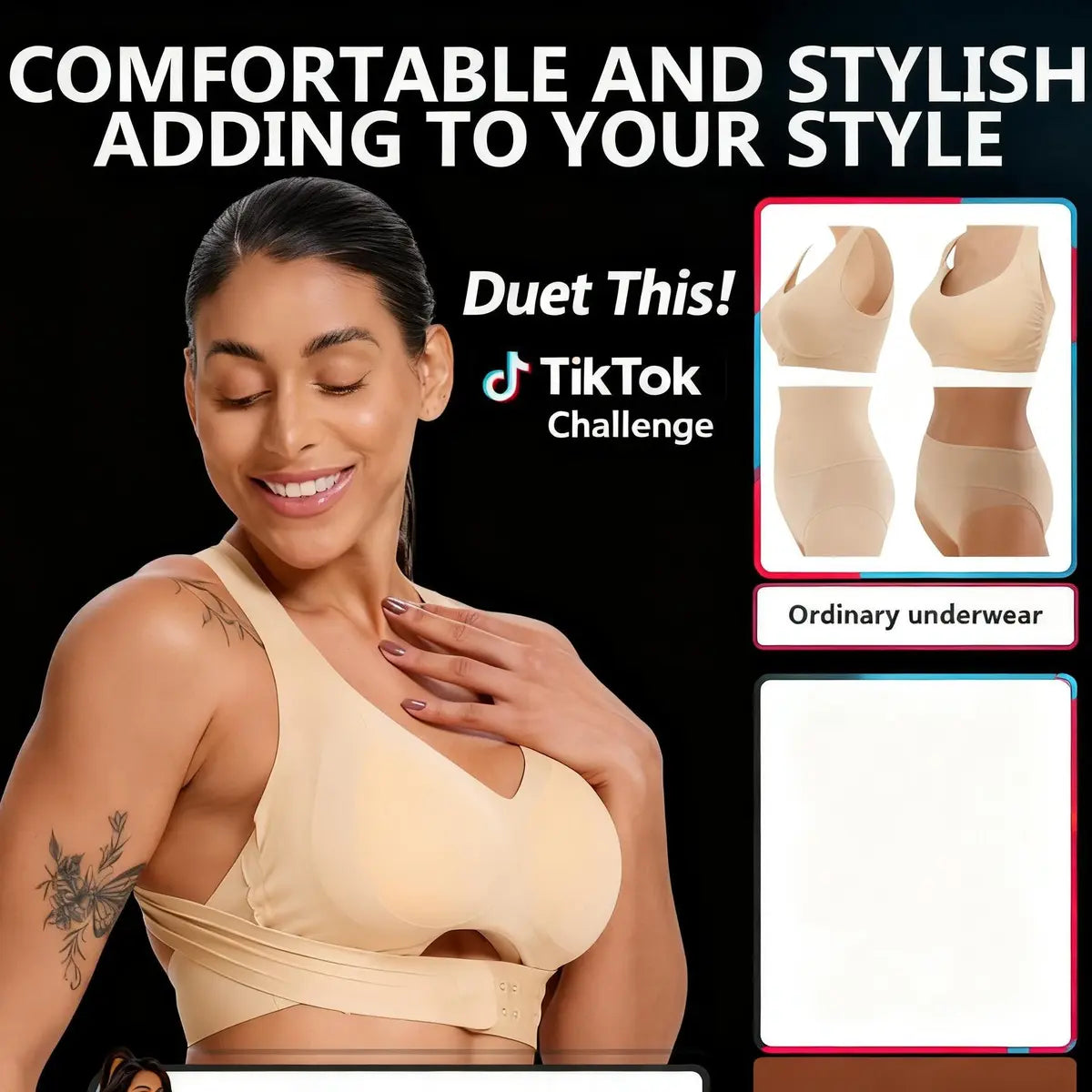 🏆Flash Sale⚡【Postural correction】Women’s Beige Wireless Bra-EV