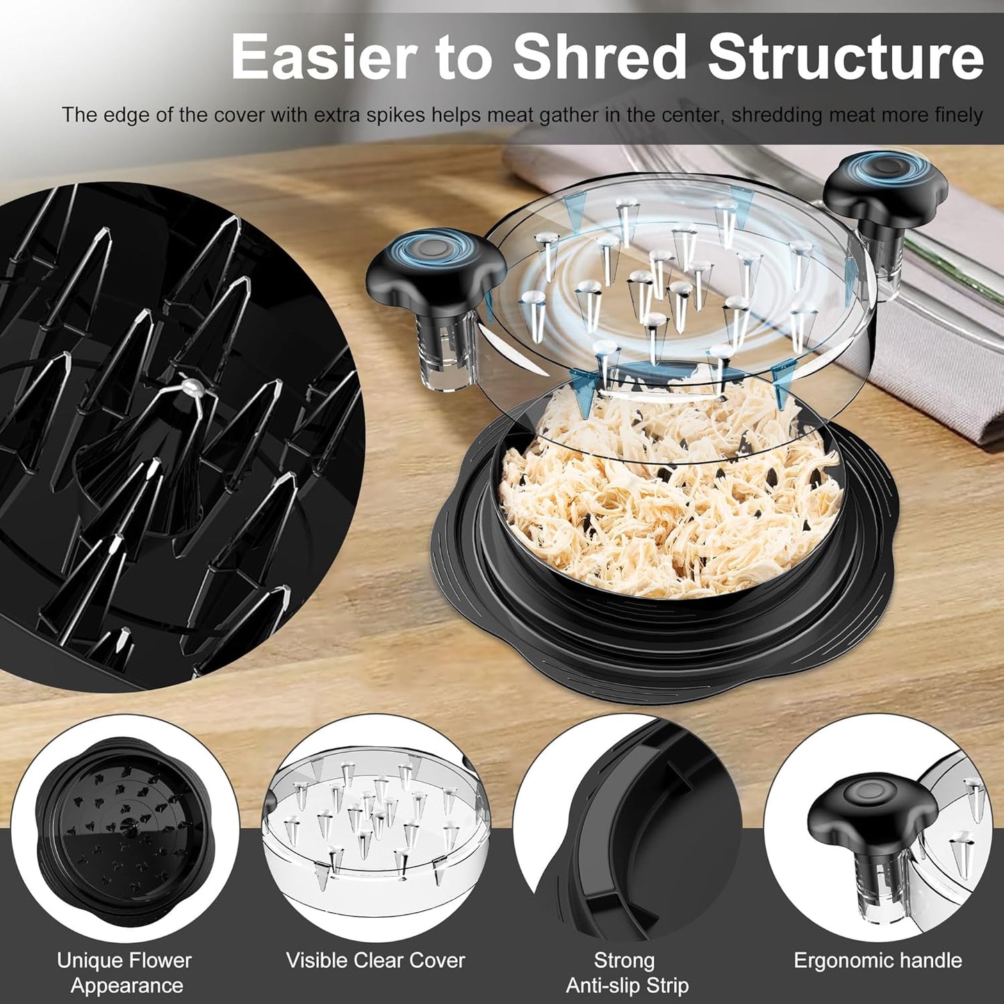 💕Hot sale 49% OFF💖Chicken Shredder Large Chicken Breast Shredder Tool for Pork Beef Chicken-OA