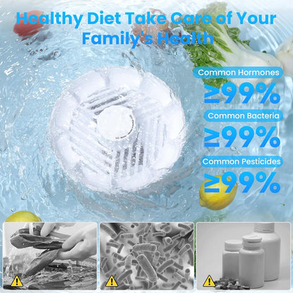Fruit and Vegetable Washing Machine. Rotatable Fruit and Vegetable Purifier. The Fruit Cleaner Device Automatically Turns on in The Water. Use Water Rotator and OH ion Purification Technology-OA