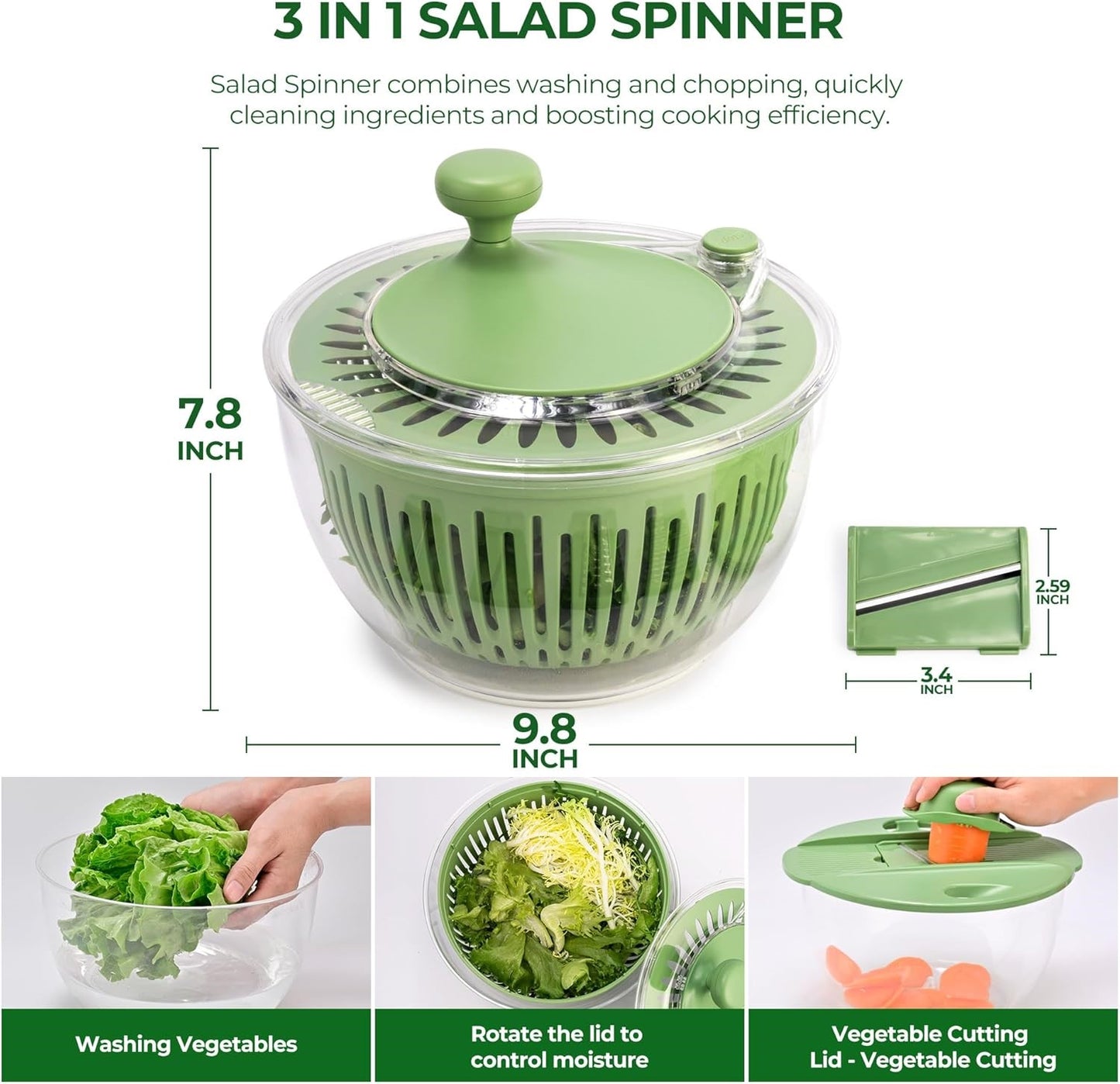 Salad Spinner Large for Efficient Salad Preparation and Food Washing-OA