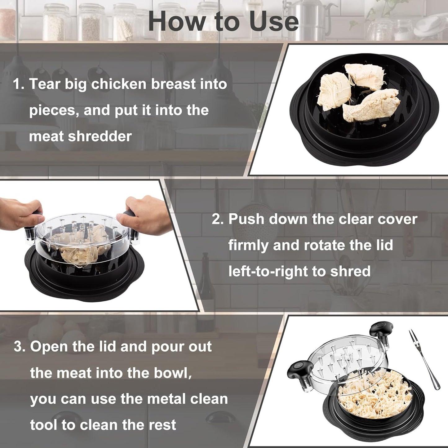 💕Hot sale 49% OFF💖Chicken Shredder Large Chicken Breast Shredder Tool for Pork Beef Chicken-OA