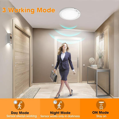 Luz de techo recargable con sensor de movimiento y control remoto - Lámpara de techo inalámbrica magnética a batería para armarios, duchas, escaleras, cobertizos, pasillos, porches, patios, etc.