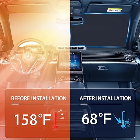 Foldable Anti-UV Windshield Sunshade, Multipurpose Car Front Window Heat Protective Umbrella for Sedan SUVs, Automotive Exterior Accessories for Men & Women, Car Stuff, Vehicle-BP