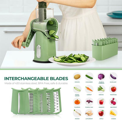 🔥LAST DAY SALE-50% OFF Handheld Rotary Cheese Grater, equipped with 5 carefully designed blades and a strong suction cup base-EV