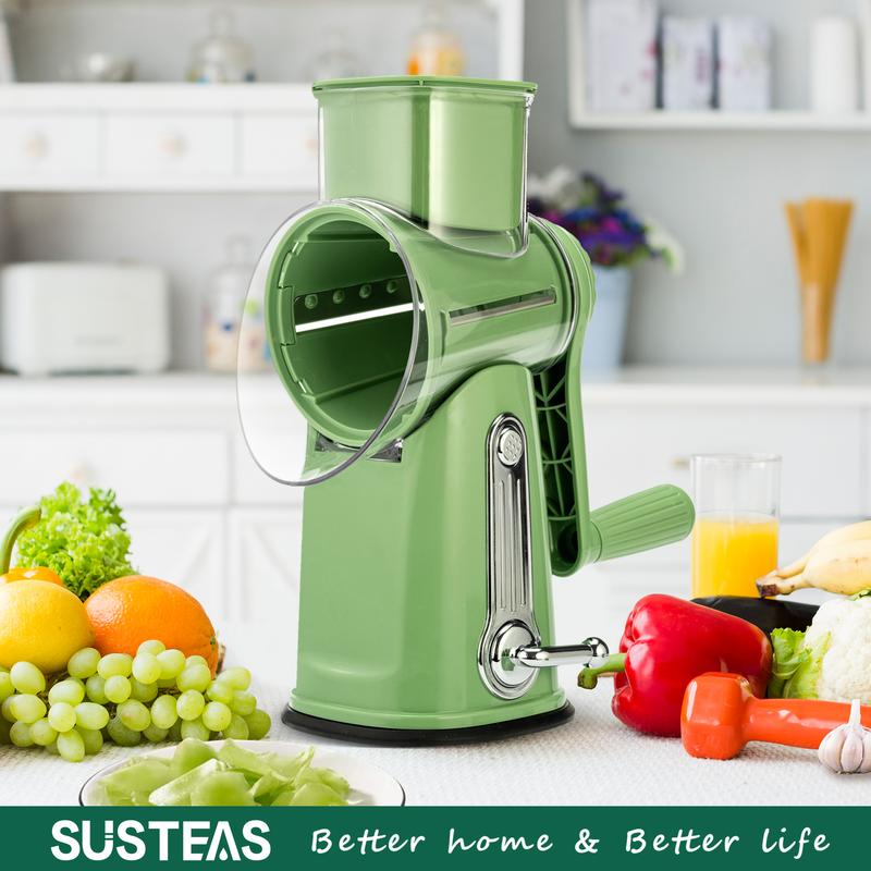 🔥LAST DAY SALE-50% OFF Handheld Rotary Cheese Grater, equipped with 5 carefully designed blades and a strong suction cup base-EV