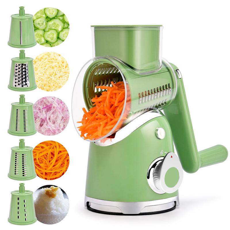 🔥LAST DAY SALE-50% OFF Handheld Rotary Cheese Grater, equipped with 5 carefully designed blades and a strong suction cup base-EV