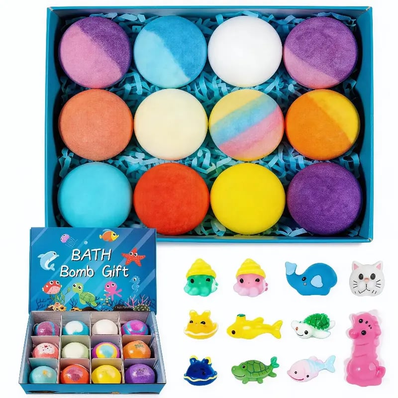 🛁 Natural Bath Bombs for Kids with Mega Bubbles & Surprise Inside 🥚✨-OA