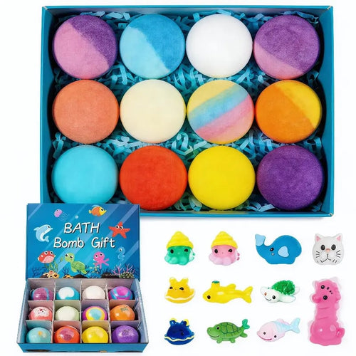 🛁 Natural Bath Bombs for Kids with Mega Bubbles & Surprise Inside 🥚✨-OA