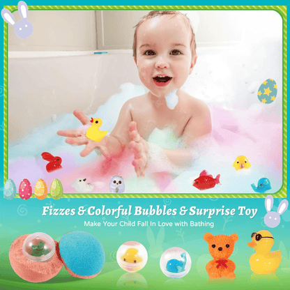 🛁 Natural Bath Bombs for Kids with Mega Bubbles & Surprise Inside 🥚✨-OA