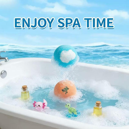 🛁 Natural Bath Bombs for Kids with Mega Bubbles & Surprise Inside 🥚✨-OA