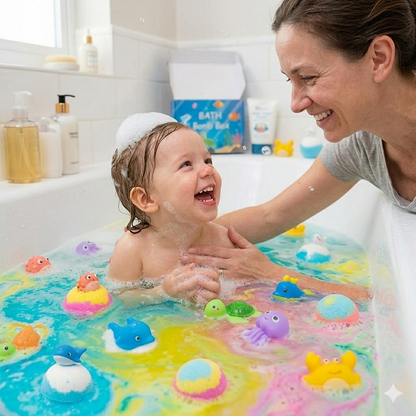 🛁 Natural Bath Bombs for Kids with Mega Bubbles & Surprise Inside 🥚✨-OA