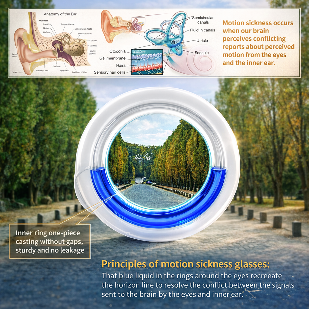 Motion Sickness Glasses , No Lens Liquid for Adults or Kids-OA