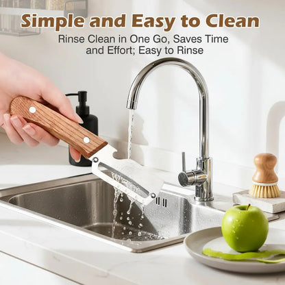 Wooden-Handled Stainless Steel Sharp Peeler with Built-In Bottle Opener-OA