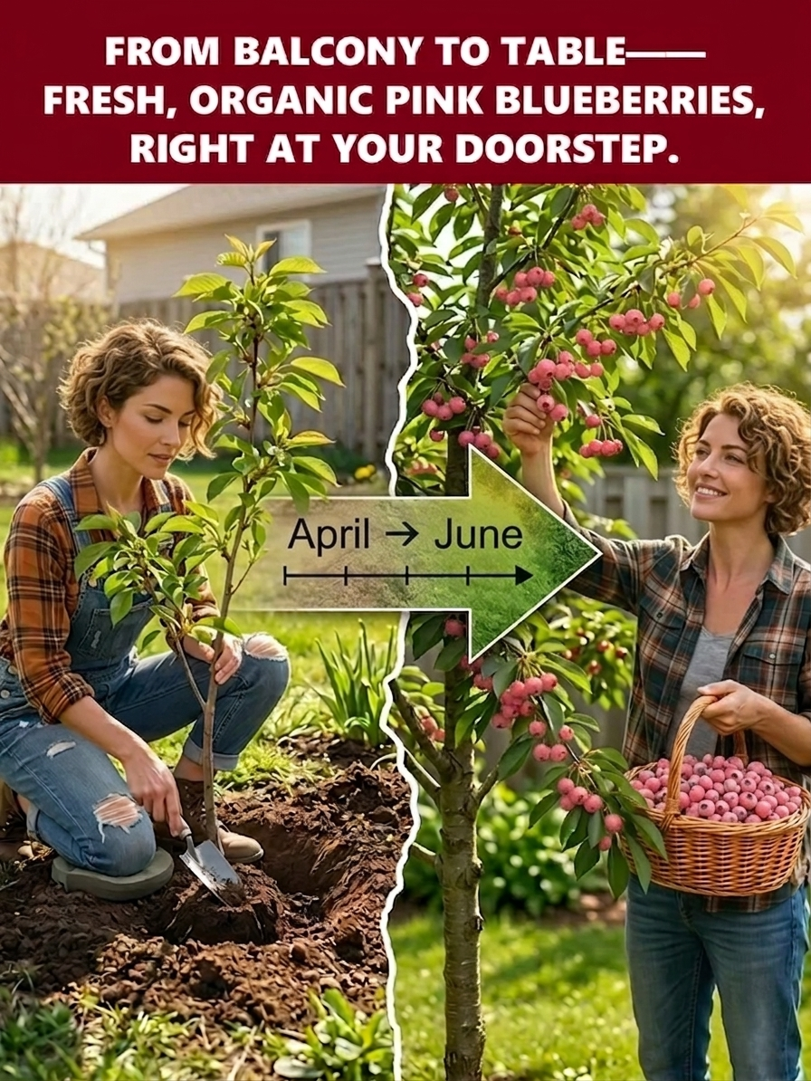 🔥50K+ SOLD!💟Premium Pink Blueberry Sapling– Easy to grow on your porch and balcony at home-OA