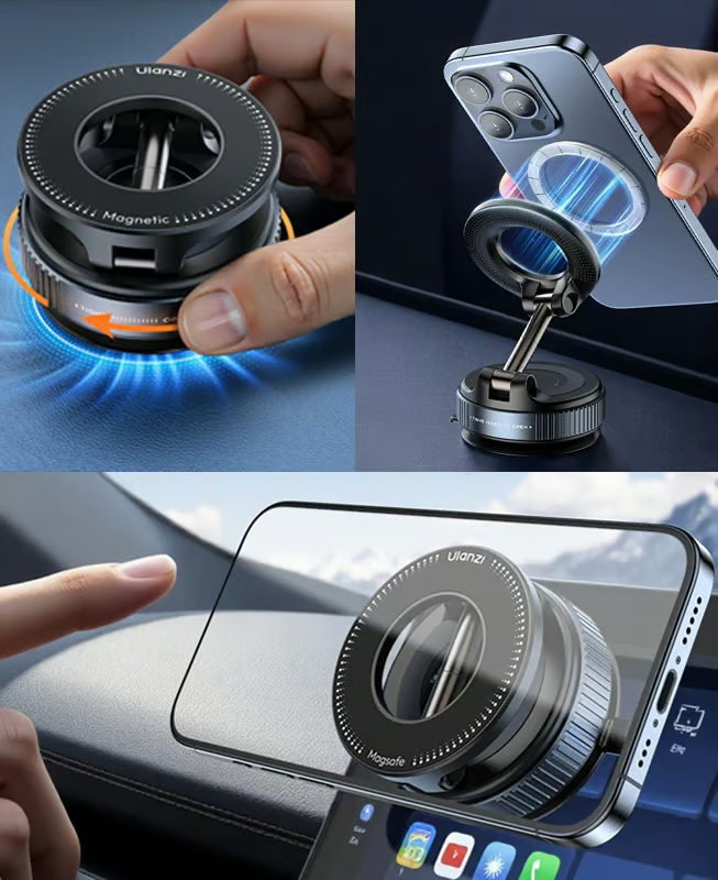 🔥Final 3 Hours: 70%OFF🔥Vacuum Magnetic Car Phone Holder – 360° Adjustable Suction Cup Mount, Hands-Free for Car/Gym/Mirror & Smooth Surfaces-LV