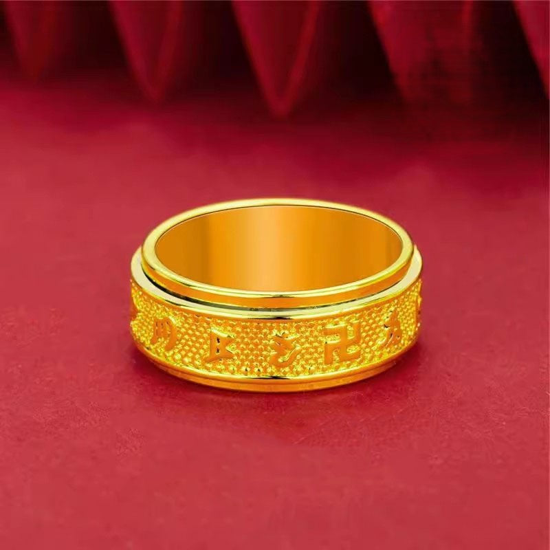 ✨Authentic Eastern Lucky Charm Amulet Ring - Bring Health, Wealth & Positive Energy Daily,Buddhist Swastika(卍) Mantra Ring-ZZZ