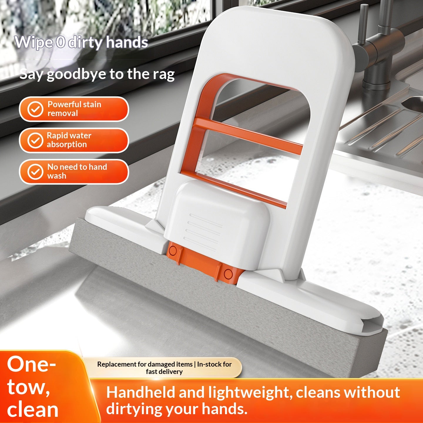 Mini Handheld Mop - No-Rinse Cleaning for Kitchen, Bathroom & Home-OA