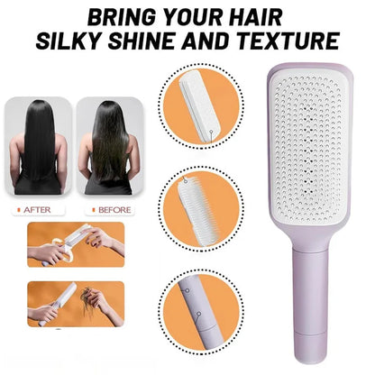 🎉LAST DAY 50% OFF -🔥Self-Cleaning Hairbrush Retractable Bristle Hair Brush Anti-Static Sclap Massage Comb One-key Hair Loss Airbag Hair Removal Comb-EV