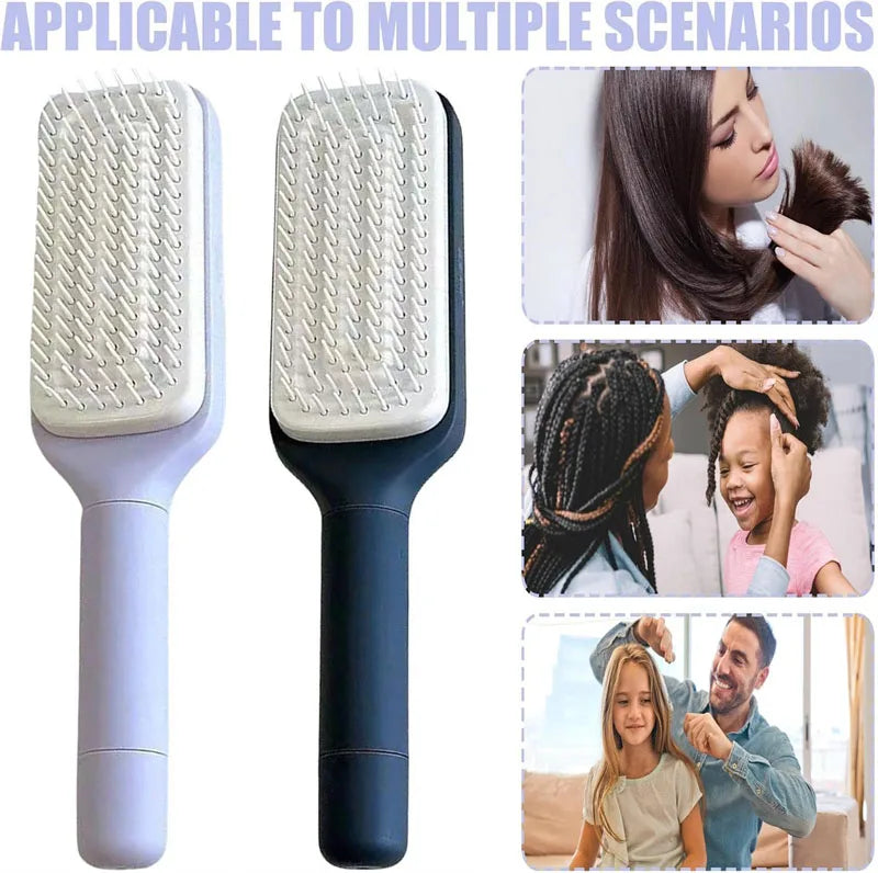 🎉LAST DAY 50% OFF -🔥Self-Cleaning Hairbrush Retractable Bristle Hair Brush Anti-Static Sclap Massage Comb One-key Hair Loss Airbag Hair Removal Comb-EV