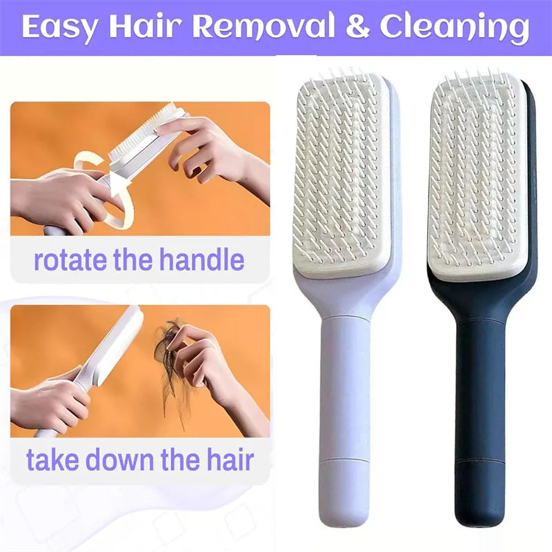 🎉LAST DAY 50% OFF -🔥Self-Cleaning Hairbrush Retractable Bristle Hair Brush Anti-Static Sclap Massage Comb One-key Hair Loss Airbag Hair Removal Comb-EV