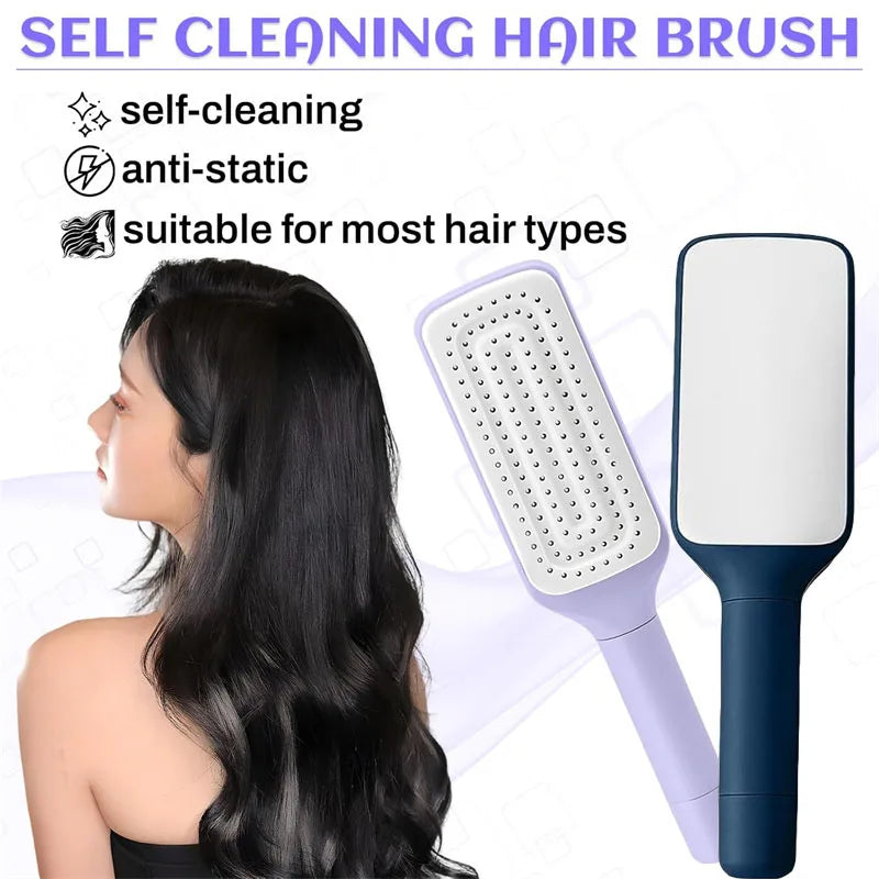 🎉LAST DAY 50% OFF -🔥Self-Cleaning Hairbrush Retractable Bristle Hair Brush Anti-Static Sclap Massage Comb One-key Hair Loss Airbag Hair Removal Comb-EV