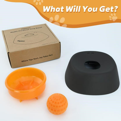 low Feeder Dog Bowls for Liquid Treat, [Built-in Rolling Ball] No Spill Bone Broth Dog Licking Bowl, Multi-Purpose Puppy Yogurt Feeder Bowl for All Breeds Dietary Supplement/Post-op Nutrition Feeding-OA