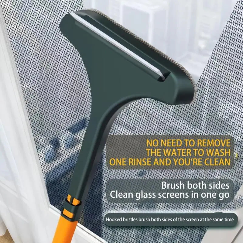 💕Hot sale 49% OFF💖2-in-1 Double-Sided Window Screen Cleaning Brush and Glass Wiper with Scraper-OA