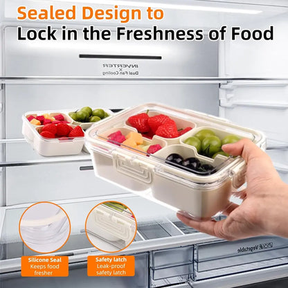 4-Compartment Meal Prep Organiser for Fruit and Vegetables, Ideal for Parties, Entertaining and Kitchen Use-OA