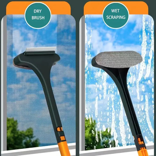 💕Hot sale 49% OFF💖2-in-1 Double-Sided Window Screen Cleaning Brush and Glass Wiper with Scraper-OA