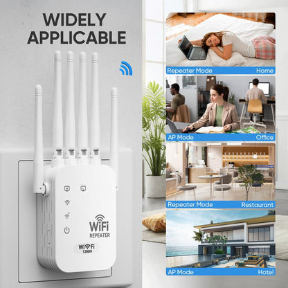 WiFi Extender 2026 6-Antenna Strong Signal, 1200Mbps Dual Band (5GHz-2.4GHz) Booster-OA