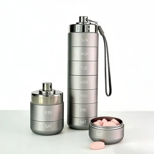 TSA-Friendly Secure Metal Pill Organizer – Leak-Proof & Easy-Carry Case-EV