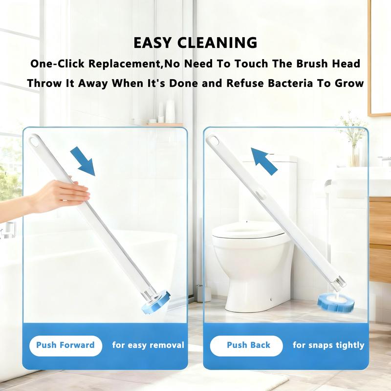 Disposable Toilet Brush, Toilet Bowl Wand Holder Set with 6 PCS Cleaner Refills, Bathroom Cleaning System for Sink Bathtub Drain Wash Basin Urinal，Wall-Mount Scrubbing Toilet Brush Bathroom Cleaning Kit-OA