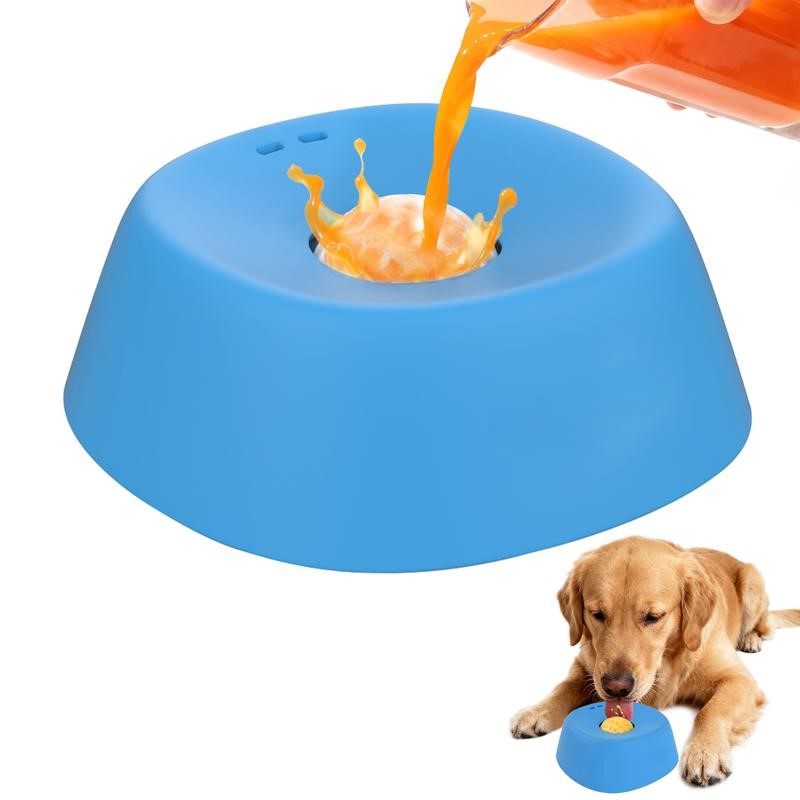 low Feeder Dog Bowls for Liquid Treat, [Built-in Rolling Ball] No Spill Bone Broth Dog Licking Bowl, Multi-Purpose Puppy Yogurt Feeder Bowl for All Breeds Dietary Supplement/Post-op Nutrition Feeding-OA