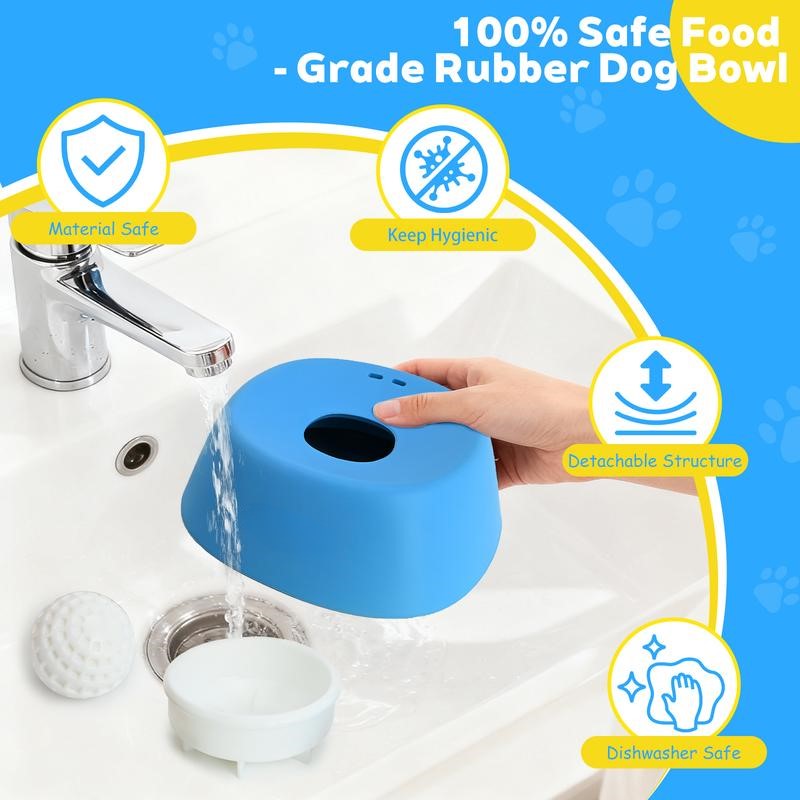 low Feeder Dog Bowls for Liquid Treat, [Built-in Rolling Ball] No Spill Bone Broth Dog Licking Bowl, Multi-Purpose Puppy Yogurt Feeder Bowl for All Breeds Dietary Supplement/Post-op Nutrition Feeding-OA
