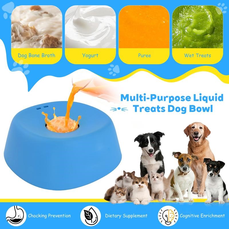 low Feeder Dog Bowls for Liquid Treat, [Built-in Rolling Ball] No Spill Bone Broth Dog Licking Bowl, Multi-Purpose Puppy Yogurt Feeder Bowl for All Breeds Dietary Supplement/Post-op Nutrition Feeding-OA