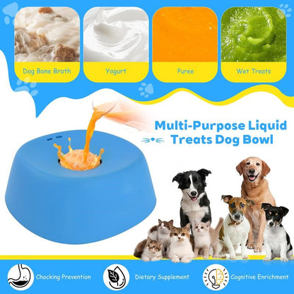 low Feeder Dog Bowls for Liquid Treat, [Built-in Rolling Ball] No Spill Bone Broth Dog Licking Bowl, Multi-Purpose Puppy Yogurt Feeder Bowl for All Breeds Dietary Supplement/Post-op Nutrition Feeding-OA