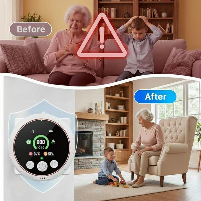 ✨5-in-1 Portable Detector with Temperature Humidity Sensors Plug-and-Play Design-ZZZ