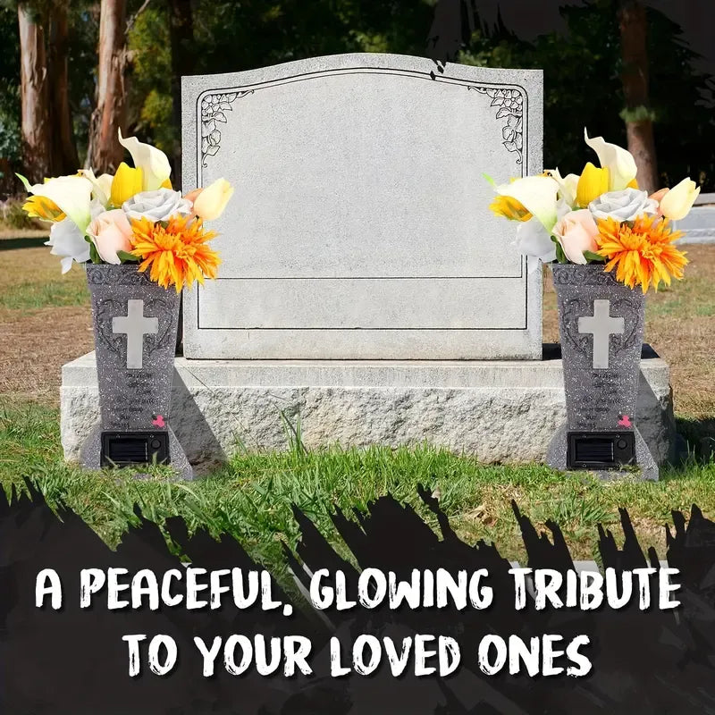 🔥Half price & Free shipping🔥Solar LED Memorial Grave Vase with Ground Spike – Weather-Resistant & Elegant-ZZZ