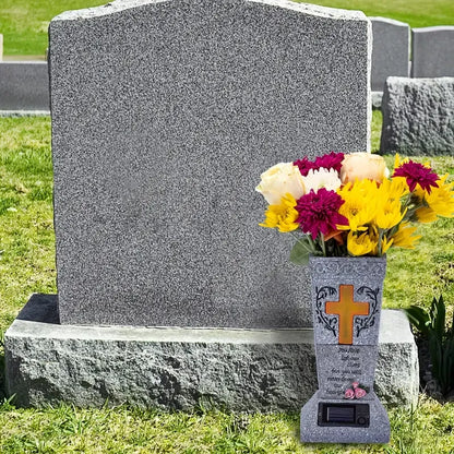 🔥Half price & Free shipping🔥Solar LED Memorial Grave Vase with Ground Spike – Weather-Resistant & Elegant-ZZZ