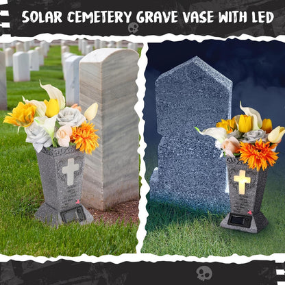 🔥Half price & Free shipping🔥Solar LED Memorial Grave Vase with Ground Spike – Weather-Resistant & Elegant-ZZZ