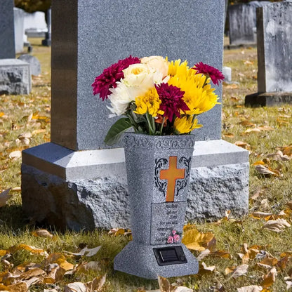 🔥Half price & Free shipping🔥Solar LED Memorial Grave Vase with Ground Spike – Weather-Resistant & Elegant-ZZZ